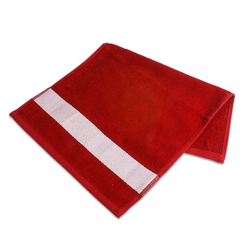 Bavlněný ručník 50x100 cm s polyesterovým rámečkem červený s potiskem - 1