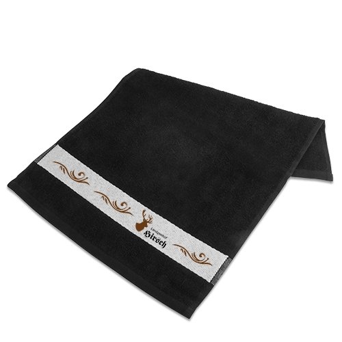 Bavlněný ručník 50x100 cm s polyesterovým rámečkem černý s potiskem - 2