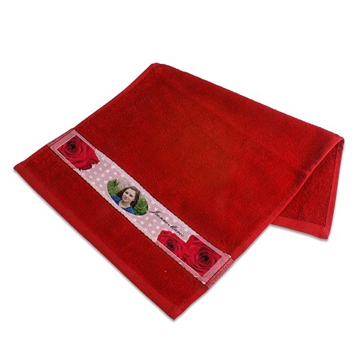 Bavlněný ručník 67x140 cm s polyesterovým rámečkem červený s potiskem - 2