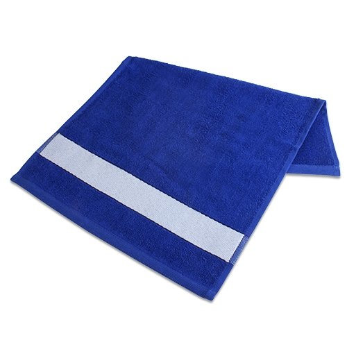 Bavlněný ručník 67x140 cm s polyesterovým rámečkem královsky modrá s potiskem - 1