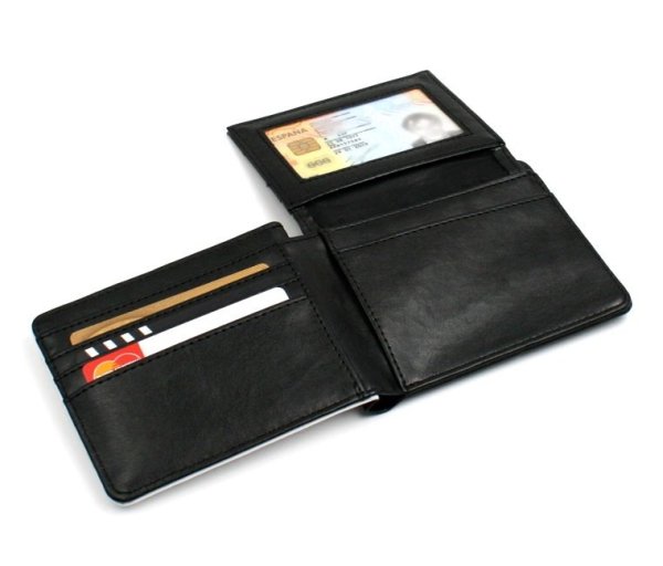 Luxusní pánská peněženka černá s kapsou pro kartu s potiskem - 3