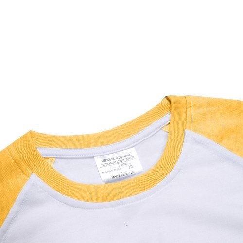 Pánské bílé tričko se žlutými rukávy JSubli Apparel - S - s potiskem - 3