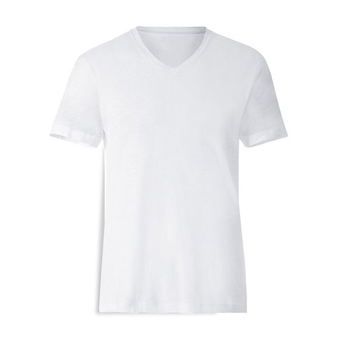 Pánské bílé tričko V-NECK Cotton-Touch - S s potiskem - 1