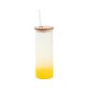 Velká sklenice matná se žlutým gradientem a bambusovým víčkem 500 ml s potiskem