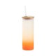 Velká sklenice matná s oranžovým gradientem a bambusovým víčkem 500 ml s potiskem
