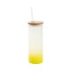 Velká sklenice matná s limetkově žlutým gradientem a bambusovým víčkem 500 ml s potiskem - 1